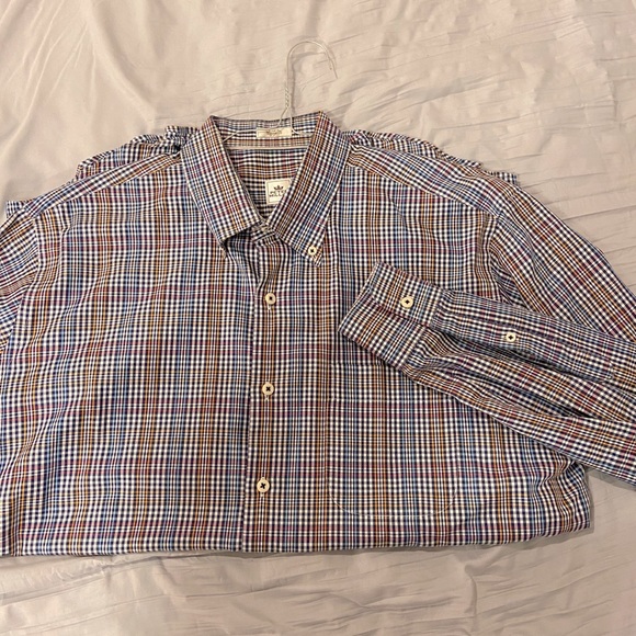 🆕 Peter Millar Plaid Button Down Dress Shirt - Navy, Orange, and Pink - Picture 8 of 9